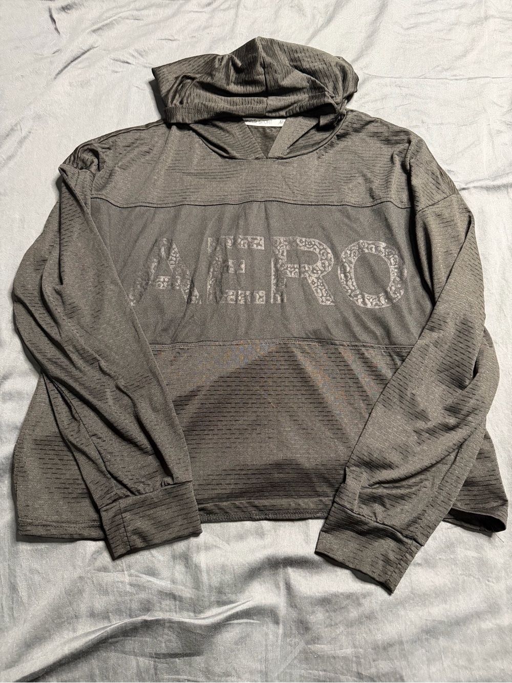 Aeropostale Black Mesh Hooded Long Sleeve Top